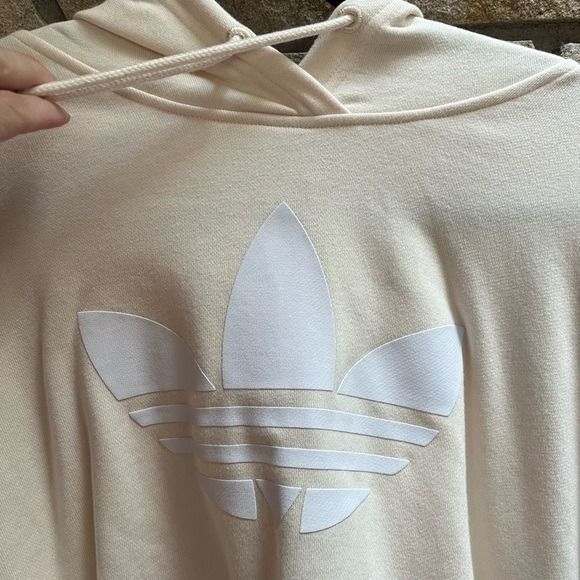 adidas originals off White '80s Cropped Hoodie Cream Trefoil XL NWT - Picture 5 of 10